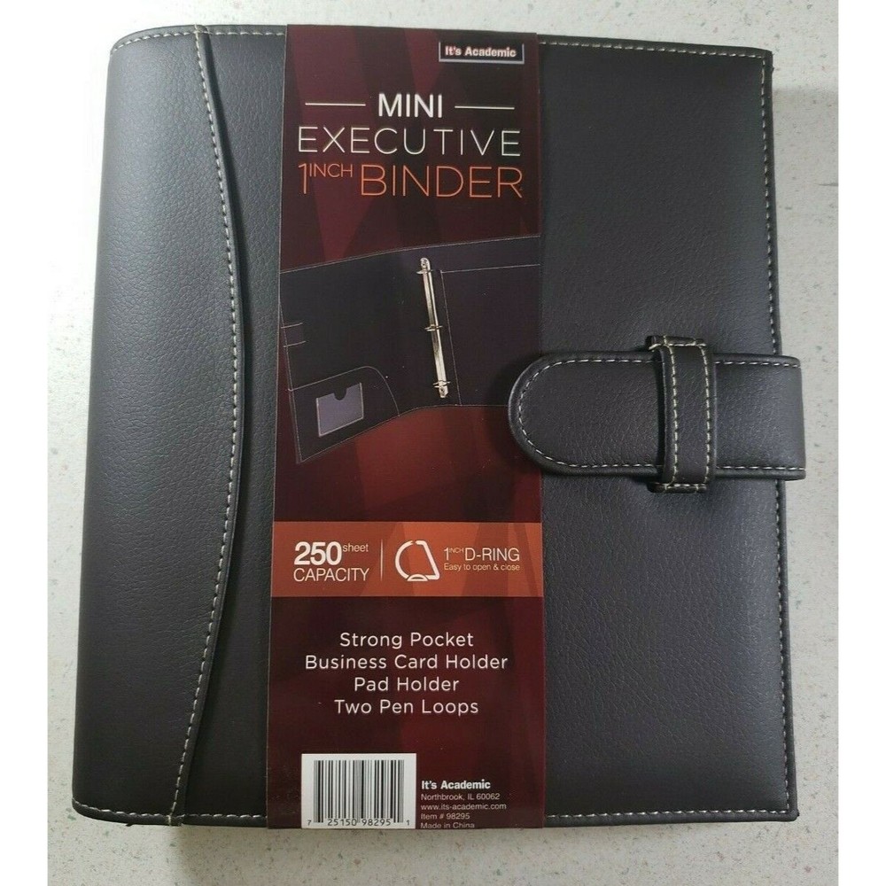 "It's Academic Mini Executive Leather Portfolio Folder, 1"" Ring Dark Brown